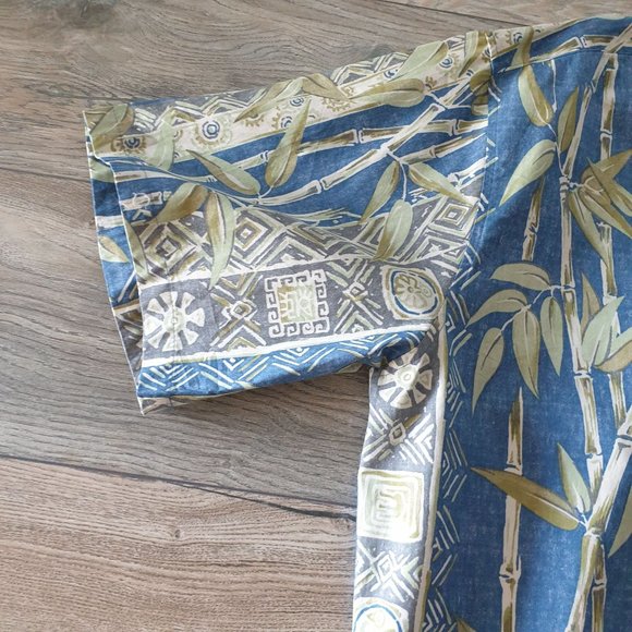 Cooke Street Men 2XL Short Sleeve Shirt Reverse Print Vacation Beach Bamboo Blue - Picture 2 of 8